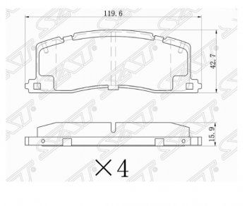 Комплект задних тормозных колодок SAT Toyota Estima Emina XR10, XR20 минивэн 1-ый рестайлинг (1995-1996)