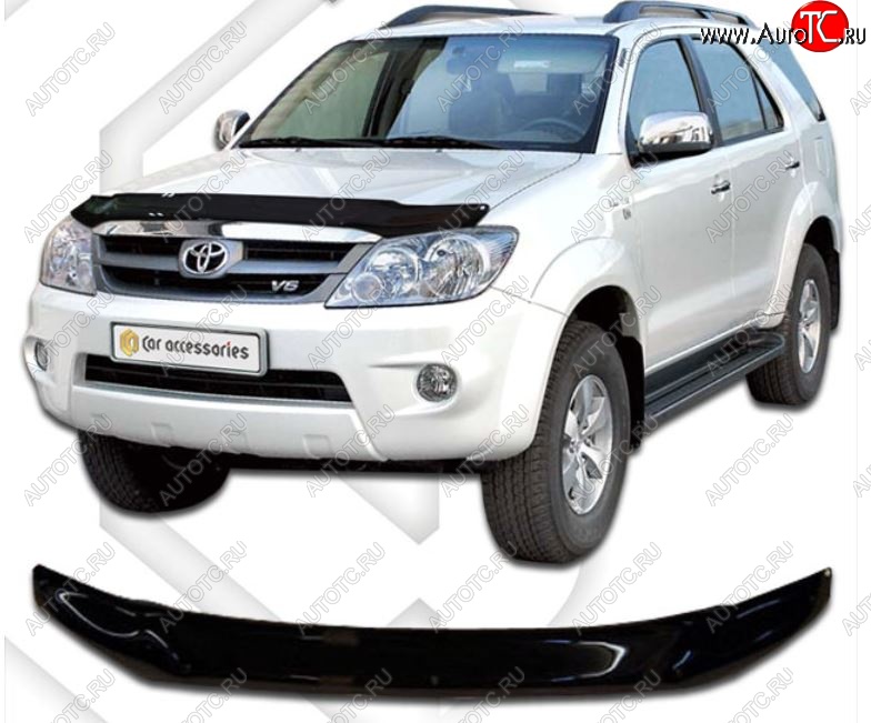 2 079 р. Дефлектор капота CA-Plastiс  Toyota Fortuner  AN50/AN60 (2004-2008) дорестайлинг (Classic черный, Без надписи)  с доставкой в г. Воронеж