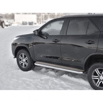 43 999 р. Порожки для ног (труба Ø63) SLITKOFF  Toyota Fortuner  AN160 (2015-2025) дорестайлинг, рестайлинг (лист - нержавейка, профиль - нержавейка)  с доставкой в г. Воронеж. Увеличить фотографию 3