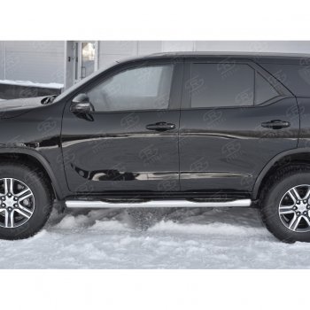 24 549 р. Пороги труба d76 с накладкой (v3) SLITKOFF  Toyota Fortuner  AN160 (2015-2025) дорестайлинг, рестайлинг  с доставкой в г. Воронеж. Увеличить фотографию 2