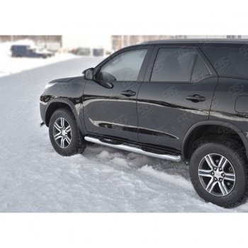 24 549 р. Пороги труба d76 с накладкой (v3) SLITKOFF  Toyota Fortuner  AN160 (2015-2025) дорестайлинг, рестайлинг  с доставкой в г. Воронеж. Увеличить фотографию 3