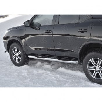 24 549 р. Пороги труба d76 с накладкой (v3) SLITKOFF  Toyota Fortuner  AN160 (2015-2025) дорестайлинг, рестайлинг  с доставкой в г. Воронеж. Увеличить фотографию 4