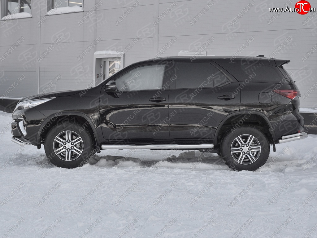 24 549 р. Пороги труба d76 с накладкой (v3) SLITKOFF  Toyota Fortuner  AN160 (2015-2025) дорестайлинг, рестайлинг  с доставкой в г. Воронеж