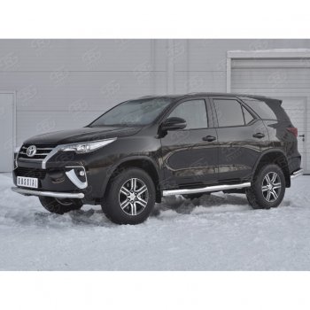 17 699 р. Защита переднего бампера (Ø63 мм, нержавейка) SLITKOFF  Toyota Fortuner  AN160 (2015-2020) дорестайлинг  с доставкой в г. Воронеж. Увеличить фотографию 2