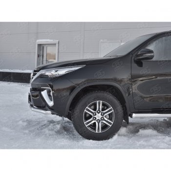 17 699 р. Защита переднего бампера (Ø63 мм, нержавейка) SLITKOFF  Toyota Fortuner  AN160 (2015-2020) дорестайлинг  с доставкой в г. Воронеж. Увеличить фотографию 3