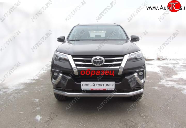 13 449 р. Защита переднего бампер Slitkoff Toyota Fortuner AN160 дорестайлинг (2015-2020) (Цвет: серебристый)  с доставкой в г. Воронеж