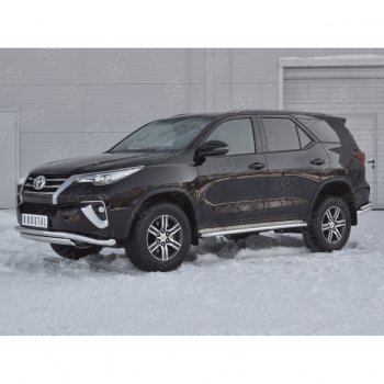 19 899 р. Защита переднего бампера (2 трубы Ø63 и 75х42 мм, нержавейка) Russtal Toyota Fortuner AN160 дорестайлинг (2015-2020)  с доставкой в г. Воронеж. Увеличить фотографию 2