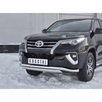 19 899 р. Защита переднего бампера (2 трубы Ø63 и 75х42 мм, нержавейка) Russtal Toyota Fortuner AN160 дорестайлинг (2015-2020)  с доставкой в г. Воронеж. Увеличить фотографию 3