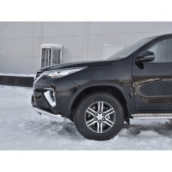 19 899 р. Защита переднего бампера (2 трубы Ø63 и 75х42 мм, нержавейка) Russtal Toyota Fortuner AN160 дорестайлинг (2015-2020)  с доставкой в г. Воронеж. Увеличить фотографию 4