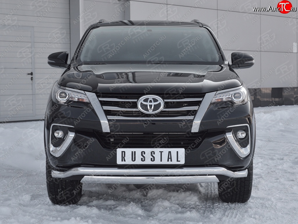 19 899 р. Защита переднего бампера (2 трубы Ø63 и 75х42 мм, нержавейка) Russtal Toyota Fortuner AN160 дорестайлинг (2015-2020)  с доставкой в г. Воронеж