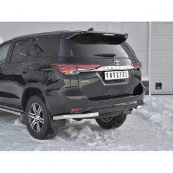 17 499 р. Защита заднего бампера (Ø63 мм уголки, нержавейка) SLITKOFF Toyota Fortuner AN160 дорестайлинг (2015-2020)  с доставкой в г. Воронеж. Увеличить фотографию 4