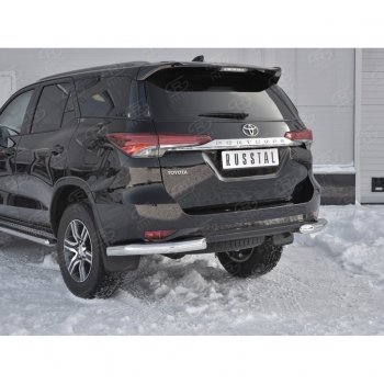 27 499 р. Защита заднего бампера (Ø76 мм уголки, нержавейка) SLITKOFF  Toyota Fortuner  AN160 (2015-2020) дорестайлинг  с доставкой в г. Воронеж. Увеличить фотографию 4