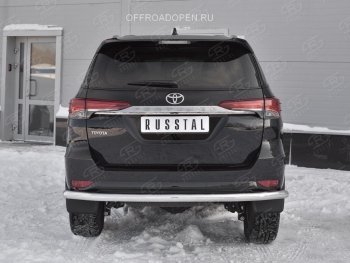 17 699 р. Защита заднего бампера (Ø63 мм, нержавейка) SLITKOFF  Toyota Fortuner  AN160 (2015-2020) дорестайлинг  с доставкой в г. Воронеж. Увеличить фотографию 2