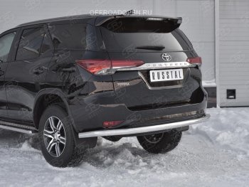 17 699 р. Защита заднего бампера (Ø63 мм, нержавейка) SLITKOFF Toyota Fortuner AN160 дорестайлинг (2015-2020)  с доставкой в г. Воронеж. Увеличить фотографию 1