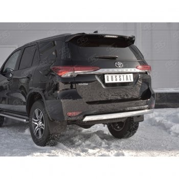 12 949 р. Защита заднего бампера (Ø75х42 мм, нержавейка) Russtal Toyota Fortuner AN160 дорестайлинг (2015-2020)  с доставкой в г. Воронеж. Увеличить фотографию 4