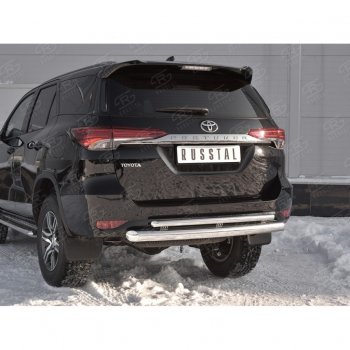 22 499 р. Защита заднего бампера (2 трубы Ø76х42 мм, нержавейка) SLITKOFF  Toyota Fortuner  AN160 (2015-2020) дорестайлинг  с доставкой в г. Воронеж. Увеличить фотографию 4