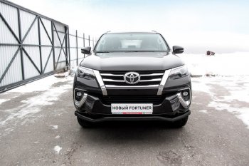 Защита переднего бампера Slitkoff (Ø 57 мм, волна). Toyota Fortuner AN160 дорестайлинг (2015-2020)