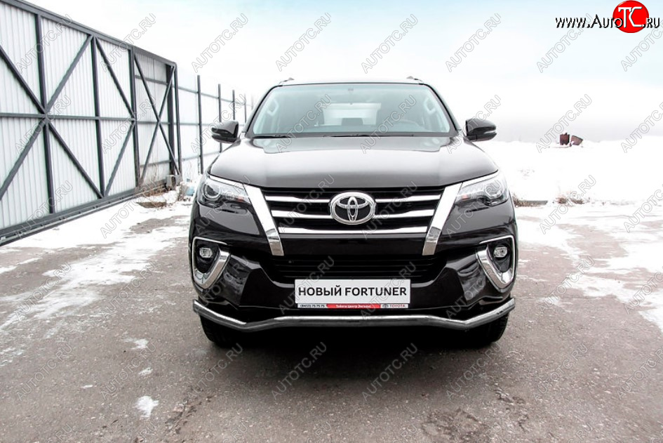 11 849 р. Защита переднего бампера Slitkoff (Ø 57 мм, волна).  Toyota Fortuner  AN160 (2015-2020) дорестайлинг (Сталь с полимерным покрытием. Цвет: серебристый)  с доставкой в г. Воронеж