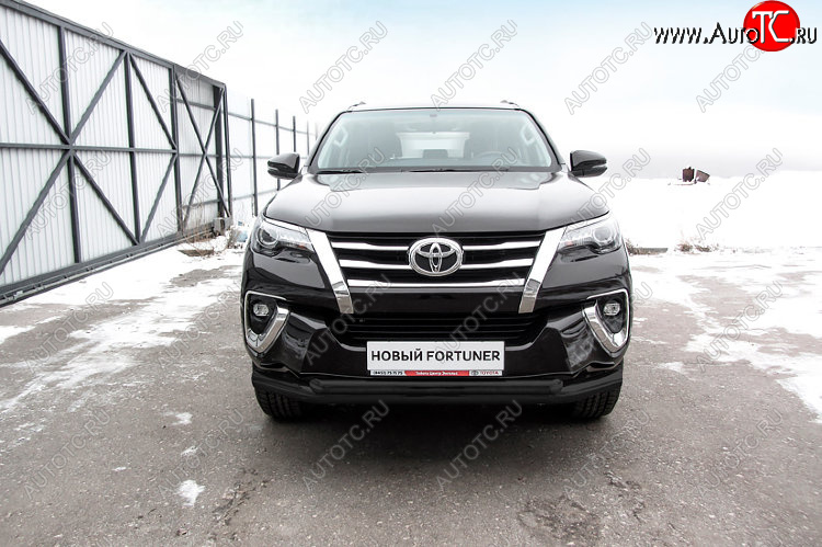15 899 р. Защита переднего бампера Slitkoff (Ø 76+Ø 57 мм, двойная).  Toyota Fortuner  AN160 (2015-2020) дорестайлинг (Сталь с полимерным покрытием. Цвет: черный)  с доставкой в г. Воронеж