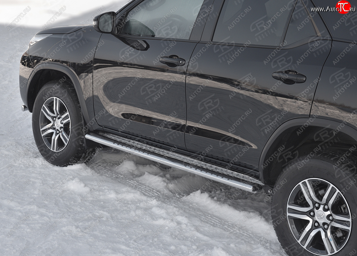 20 799 р. Защита порогов Russtal труба 120х60 овал с проступью Toyota Fortuner AN160 рестайлинг (2020-2025)  с доставкой в г. Воронеж