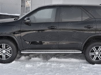 20 799 р. Защита порогов Russtal труба 120х60 овал с проступью Toyota Fortuner AN160 рестайлинг (2020-2025)  с доставкой в г. Воронеж. Увеличить фотографию 2