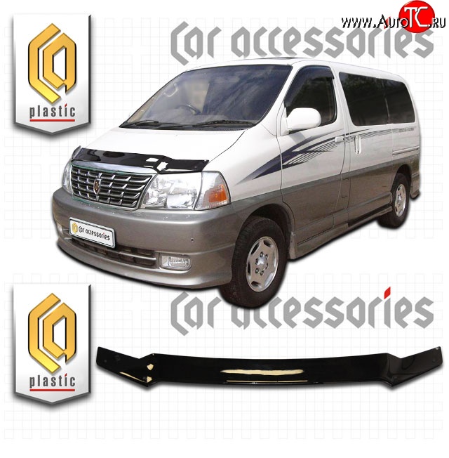1 999 р. Дефлектор капота CA Plastic  Toyota Granvia  xH10 (1999-2002)  2-ой рестайлинг (Classic черный, Без надписи )  с доставкой в г. Воронеж