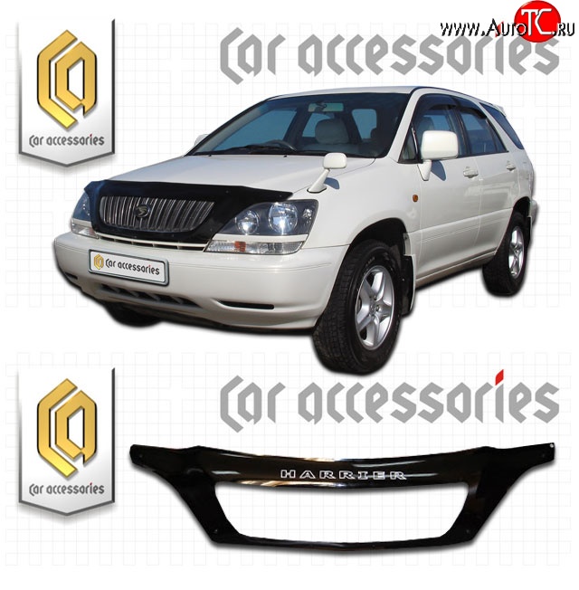 2 599 р. Дефлектор капота CA-Plastic exclusive  Toyota Harrier  XU10 (1997-2003) дорестайлинг, рестайлинг (Classic черный, Без надписи)  с доставкой в г. Воронеж