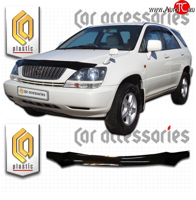 2 079 р. Дефлектор капота CA Plastic  Toyota Harrier  XU10 (1997-2003) дорестайлинг, рестайлинг (Classic черный, Без надписи)  с доставкой в г. Воронеж