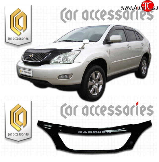 2 899 р. Дефлектор капота CA-Plastic exclusive  Toyota Harrier  XU30 (2003-2013) (Classic черный, Без надписи)  с доставкой в г. Воронеж