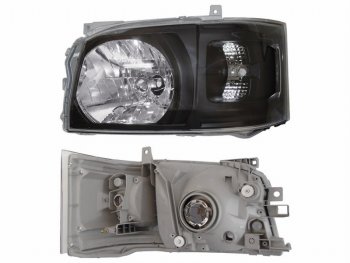 Левая фара SAT (чёрная) Toyota Hiace  H200 (2004-2010) минивэн (Япония) дорестайлинг , минивэн (Япония) 1-ый рестайлинг