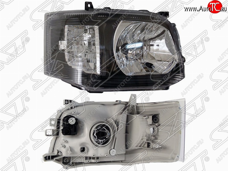 3 399 р. Правая фара передняя SAT (черная) Toyota Hiace H200 минивэн (Япония) 2-ой рестайлинг (2010-2013)  с доставкой в г. Воронеж