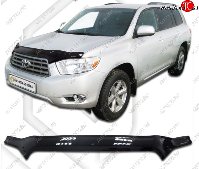 2 199 р. Дефлектор капота CA-Plastic  Toyota Highlander  XU40 (2007-2010) дорестайлинг (Classic черный, Без надписи)  с доставкой в г. Воронеж