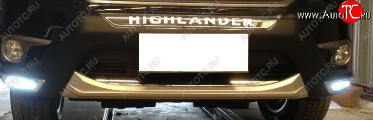 6 549 р. Накладка на передний бампер LED Toyota Highlander XU50 дорестайлинг (2013-2017) (Неокрашенная)  с доставкой в г. Воронеж