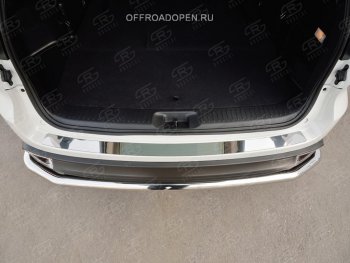 1 999 р. Накладка на задний бампер Russtal Toyota Highlander XU50 рестайлинг (2016-2020) (полированная нержавейка)  с доставкой в г. Воронеж. Увеличить фотографию 3