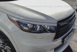 2 199 р. Реснички на фары TopKontur Design Toyota Highlander XU50 дорестайлинг (2013-2017) (Неокрашенные)  с доставкой в г. Воронеж. Увеличить фотографию 1