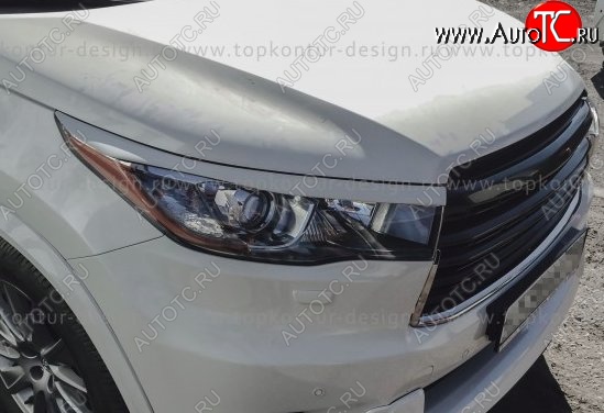 2 199 р. Реснички на фары TopKontur Design Toyota Highlander XU50 дорестайлинг (2013-2017) (Неокрашенные)  с доставкой в г. Воронеж