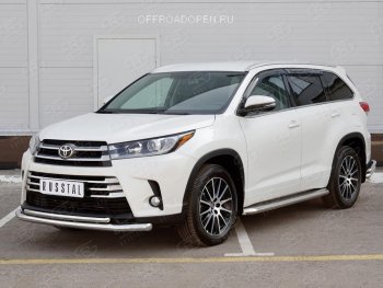 21 449 р. Защита переднего бампера (2 трубы Ø63 и 42 мм, нержавейка) SLITKOFF  Toyota Highlander  XU50 (2013-2017) дорестайлинг  с доставкой в г. Воронеж. Увеличить фотографию 3