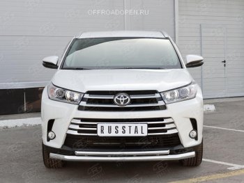 21 449 р. Защита переднего бампера (2 трубы Ø63 и 42 мм, нержавейка) SLITKOFF  Toyota Highlander  XU50 (2013-2017) дорестайлинг  с доставкой в г. Воронеж. Увеличить фотографию 4