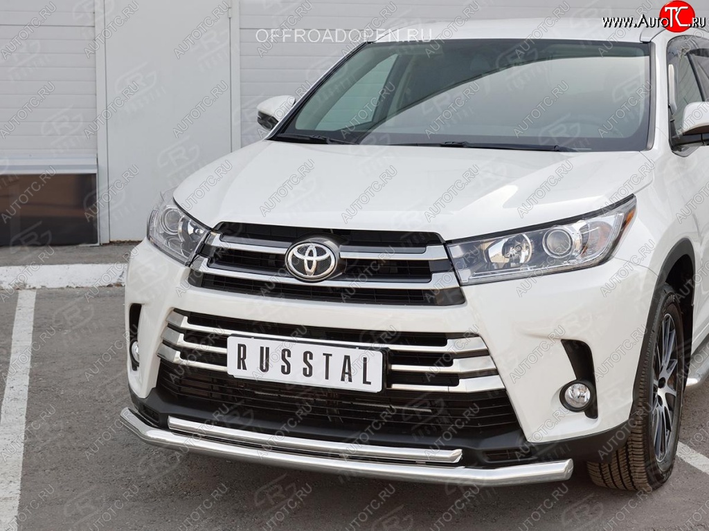 21 449 р. Защита переднего бампера (2 трубы Ø63 и 42 мм, нержавейка) SLITKOFF  Toyota Highlander  XU50 (2013-2017) дорестайлинг  с доставкой в г. Воронеж