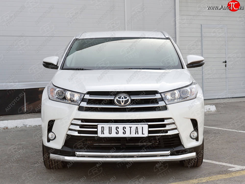 21 449 р. Защита переднего бампера (2 трубы Ø63 и 42 мм, нержавейка) SLITKOFF  Toyota Highlander  XU50 (2016-2020) рестайлинг  с доставкой в г. Воронеж