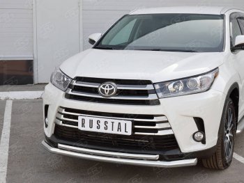21 449 р. Защита переднего бампера (2 трубы Ø63 и 42 мм, нержавейка) SLITKOFF  Toyota Highlander  XU50 (2016-2020) рестайлинг  с доставкой в г. Воронеж. Увеличить фотографию 2