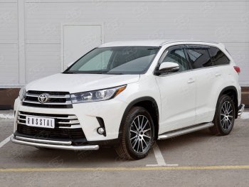 21 449 р. Защита переднего бампера (2 трубы Ø63 и 42 мм, нержавейка) SLITKOFF  Toyota Highlander  XU50 (2016-2020) рестайлинг  с доставкой в г. Воронеж. Увеличить фотографию 3