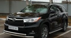 21 999 р. Защита переднего бампера (2 трубыØ63 мм, нержавейка) SLITKOFF  Toyota Highlander  XU50 (2013-2017) дорестайлинг  с доставкой в г. Воронеж. Увеличить фотографию 3