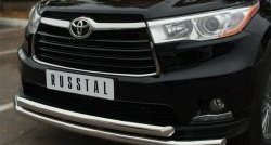 21 999 р. Защита переднего бампера (2 трубыØ63 мм, нержавейка) SLITKOFF  Toyota Highlander  XU50 (2013-2017) дорестайлинг  с доставкой в г. Воронеж. Увеличить фотографию 4