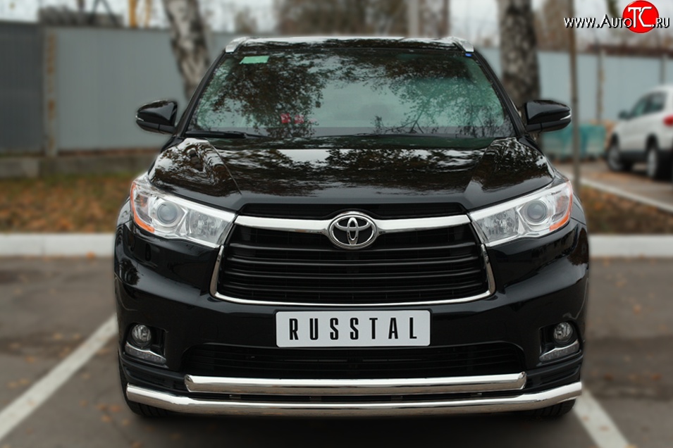 21 999 р. Защита переднего бампера (2 трубыØ63 мм, нержавейка) SLITKOFF  Toyota Highlander  XU50 (2013-2017) дорестайлинг  с доставкой в г. Воронеж