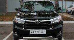 16 499 р. Защита переднего бампера (2 трубыØ75х42 мм, нержавейка) Russtal Toyota Highlander XU50 дорестайлинг (2013-2017)  с доставкой в г. Воронеж. Увеличить фотографию 2