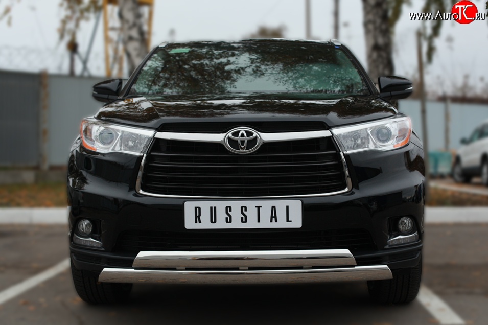 16 499 р. Защита переднего бампера (2 трубыØ75х42 мм, нержавейка) Russtal Toyota Highlander XU50 дорестайлинг (2013-2017)  с доставкой в г. Воронеж