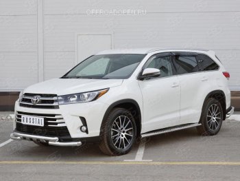 26 899 р. Защита переднего бампера (2 трубы Ø63 мм, нержавейка) SLITKOFF  Toyota Highlander  XU50 (2013-2017) дорестайлинг  с доставкой в г. Воронеж. Увеличить фотографию 3