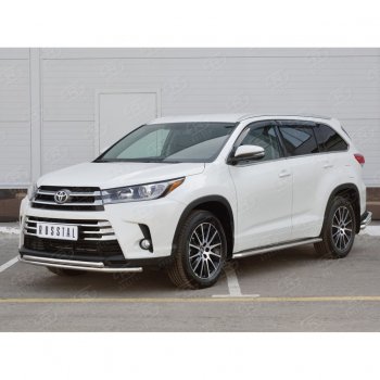 18 599 р. Защита переднего бампера (2 трубыØ42 мм, нержавейка) SLITKOFF  Toyota Highlander  XU50 (2013-2017) дорестайлинг  с доставкой в г. Воронеж. Увеличить фотографию 2