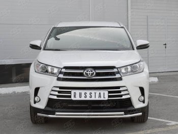 18 599 р. Защита переднего бампера (2 трубыØ42 мм, нержавейка) SLITKOFF  Toyota Highlander  XU50 (2013-2017) дорестайлинг  с доставкой в г. Воронеж. Увеличить фотографию 3